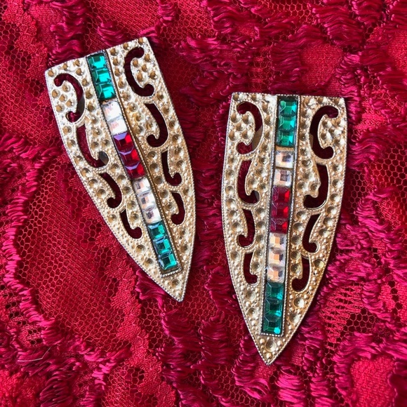 VTG 1930s Rhinestone Dress Clip Fur Clip Pair - Picture 1 of 8